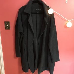 Forever 21+ Dark Gray Wool Long Jacket